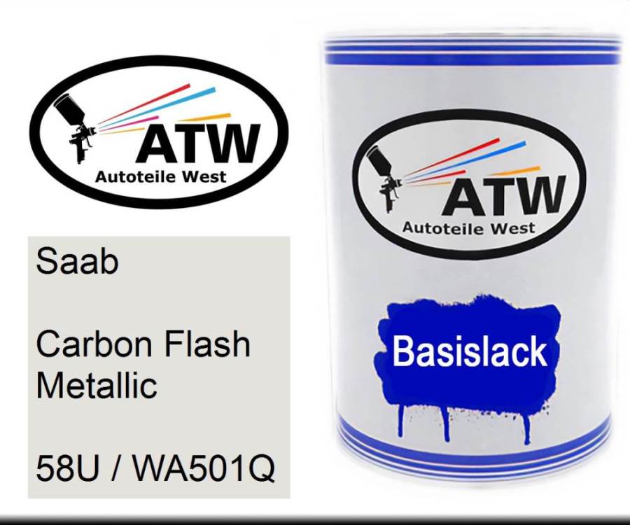 Saab, Carbon Flash Metallic, 58U / WA501Q: 500ml Lackdose, von ATW Autoteile West.